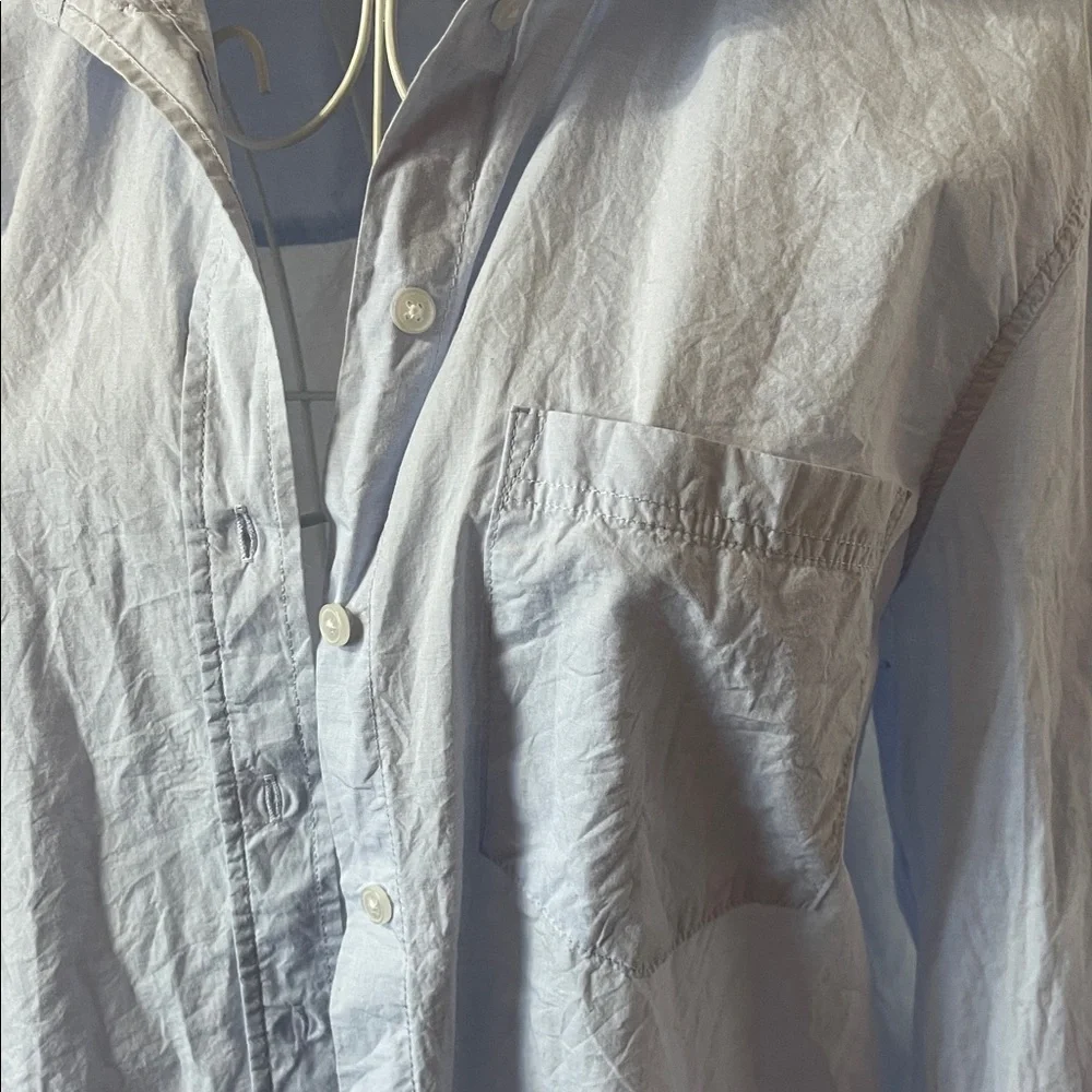 H&M Sky Blue Button-Up Shirt Women’s Size S Loose Fit Beach Coastal Summer Top - Picture 5 of 8